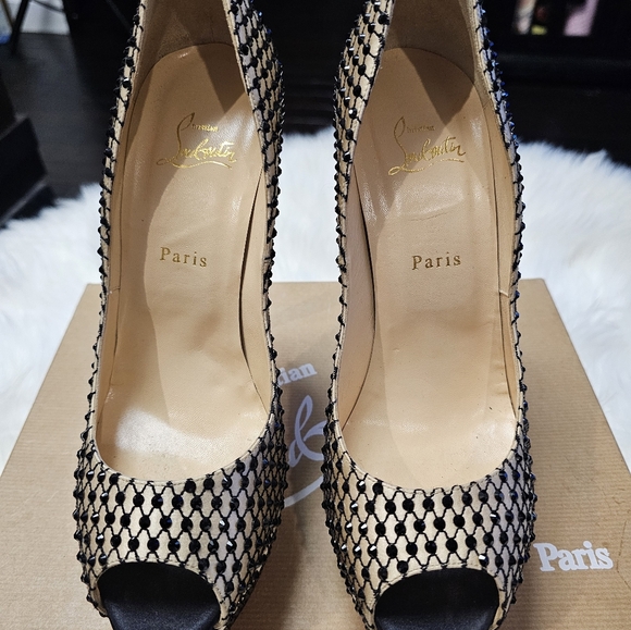 Christian louboutin Daffodile 160 veau velours swarovski crystals platforms - Picture 2 of 5